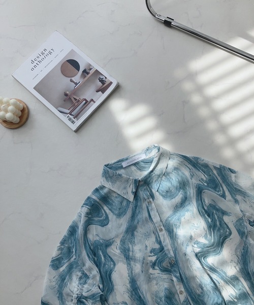 AS KNOW AS plus（アズノゥアズプラス）の「○袖ドロスト アソート ショートシャツ（シャツ/ブラウス・レディース・ホワイト系/グリーン系/ネイビー系/ホワイト系1/ブラック系1/ネイビー系1/ピンク系1・FREE）」の13枚目の写真