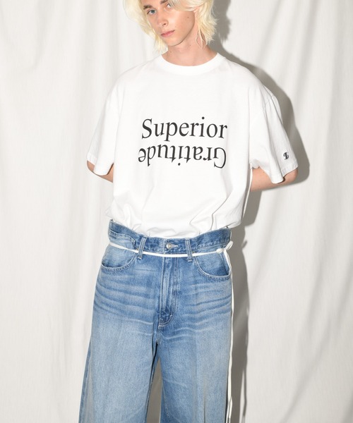 SUPERTHANKS（スーパーサンクス）の「フロントプリント ビッグシルエットTシャツ/Sperior Gratitude S/S T-shirt（Tシャツ/カットソー・メンズ・パープル/ホワイト/ブラック/グレー・S/M/L）」の7枚目の写真