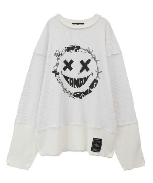 Candy Stripper / MEDLEY SMILE WAFFLE トップス 2 ホワイト O-25-05-15-083-PU-TS-YM-ZY Candy Stripper（キャンディストリッパー）の「MEDLEY SMILE