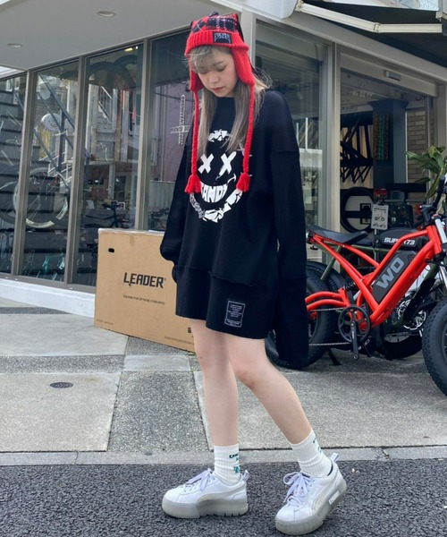 Candy Stripper（キャンディストリッパー）の「MEDLEY SMILE WAFFLE トップス（Tシャツ/カットソー・レディース・オフホワイト/ヘザーグレー/ブラック・2）」の11枚目の写真