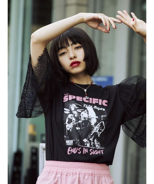セール】クロスレースドッキングTシャツ（Tシャツ/カットソー