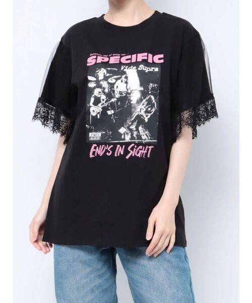 jouetie（ジュエティ）の「【再販売】ドッキングレースロックTシャツ（Tシャツ/カットソー・レディース・ブラック/オフホワイト/ブルー・MEDIUM）」の16枚目の写真