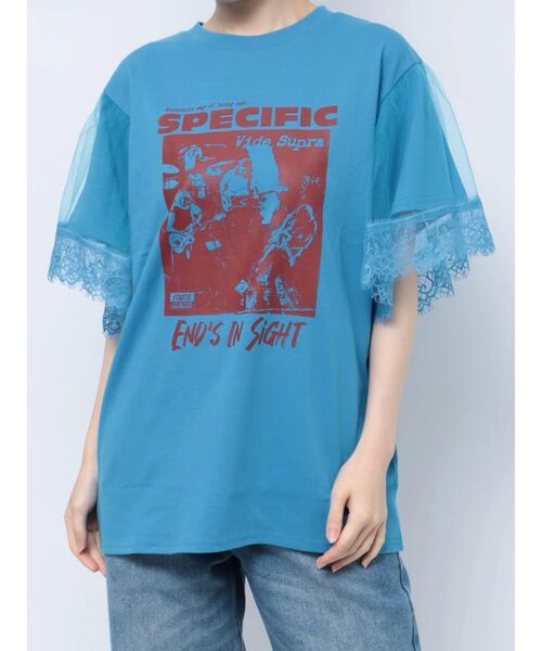 jouetie（ジュエティ）の「【再販売】ドッキングレースロックTシャツ（Tシャツ/カットソー・レディース・ブラック/オフホワイト/ブルー・MEDIUM）」の15枚目の写真