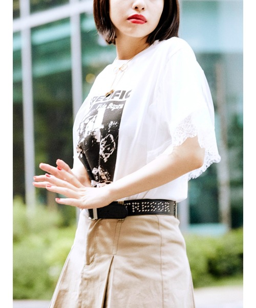 再販売】ドッキングレースロックTシャツ（Tシャツ/カットソー