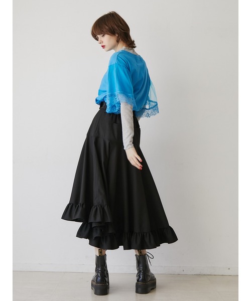 jouetie（ジュエティ）の「【再販売】ドッキングレースロックTシャツ（Tシャツ/カットソー・レディース・ブラック/オフホワイト/ブルー・MEDIUM）」の5枚目の写真