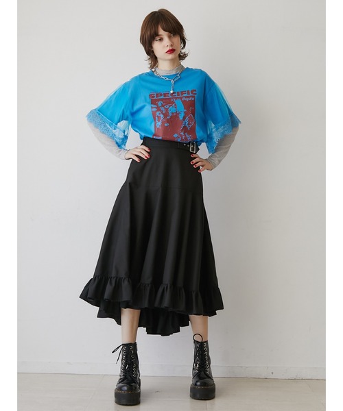 jouetie（ジュエティ）の「【再販売】ドッキングレースロックTシャツ（Tシャツ/カットソー・レディース・ブラック/オフホワイト/ブルー・MEDIUM）」の7枚目の写真