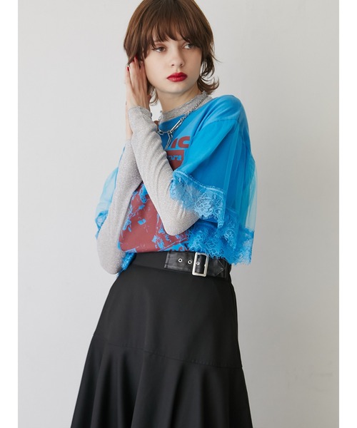 jouetie（ジュエティ）の「【再販売】ドッキングレースロックTシャツ（Tシャツ/カットソー・レディース・ブラック/オフホワイト/ブルー・MEDIUM）」の10枚目の写真