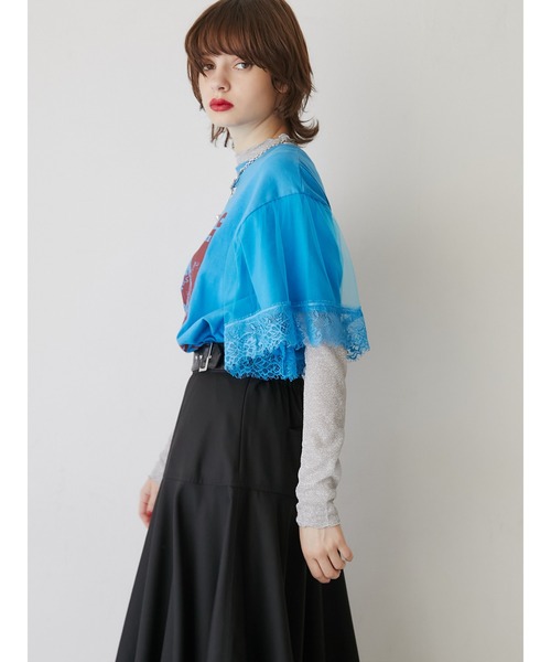 jouetie（ジュエティ）の「【再販売】ドッキングレースロックTシャツ（Tシャツ/カットソー・レディース・ブラック/オフホワイト/ブルー・MEDIUM）」の9枚目の写真