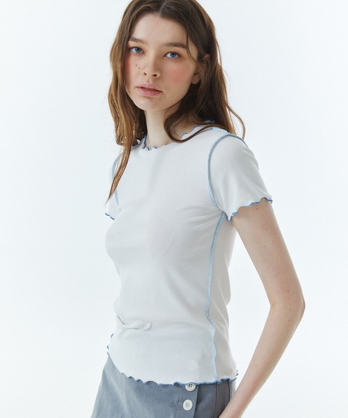 RAVEROUS（レイバーロス）の「【RAVEROUS 】RVS コントラスト インターロック Tシャツ / RVS CONTRAST INTERLOCK T-SHIRTS（Tシャツ/カットソー・レディース・ホワイト/ピンク・FREE）」の3枚目の写真