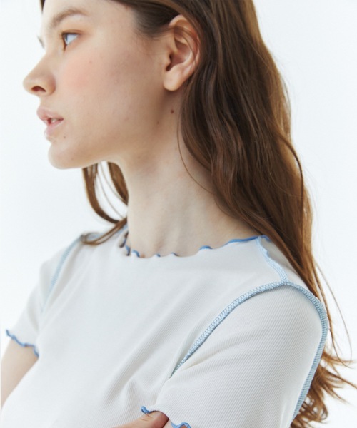 RAVEROUS（レイバーロス）の「【RAVEROUS 】RVS コントラスト インターロック Tシャツ / RVS CONTRAST INTERLOCK T-SHIRTS（Tシャツ/カットソー・レディース・ホワイト/ピンク・FREE）」の6枚目の写真