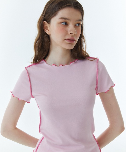 RAVEROUS（レイバーロス）の「【RAVEROUS 】RVS コントラスト インターロック Tシャツ / RVS CONTRAST INTERLOCK T-SHIRTS（Tシャツ/カットソー・レディース・ホワイト/ピンク・FREE）」の9枚目の写真