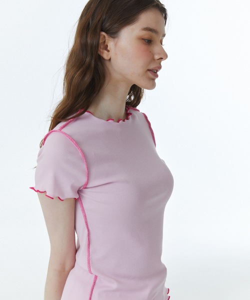 RAVEROUS（レイバーロス）の「【RAVEROUS 】RVS コントラスト インターロック Tシャツ / RVS CONTRAST INTERLOCK T-SHIRTS（Tシャツ/カットソー・レディース・ホワイト/ピンク・FREE）」の13枚目の写真