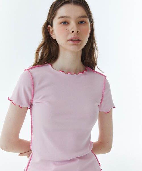 RAVEROUS（レイバーロス）の「【RAVEROUS 】RVS コントラスト インターロック Tシャツ / RVS CONTRAST INTERLOCK T-SHIRTS（Tシャツ/カットソー・レディース・ホワイト/ピンク・FREE）」の8枚目の写真