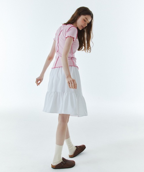 RAVEROUS（レイバーロス）の「【RAVEROUS 】RVS コントラスト インターロック Tシャツ / RVS CONTRAST INTERLOCK T-SHIRTS（Tシャツ/カットソー・レディース・ホワイト/ピンク・FREE）」の11枚目の写真