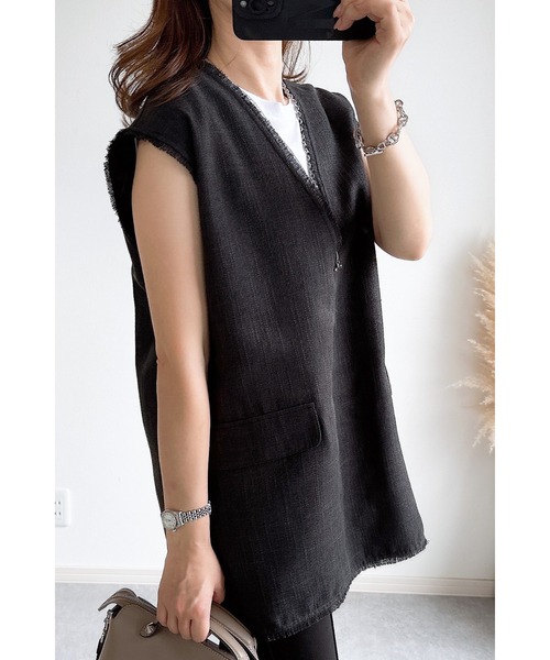 &. NOSTALGIA(アンドドットノスタルジア)の「【ZOZO限定】ライトツイードベスト(ベスト・レディース・ブラック/ブルー・FREE)」の17枚目の写真