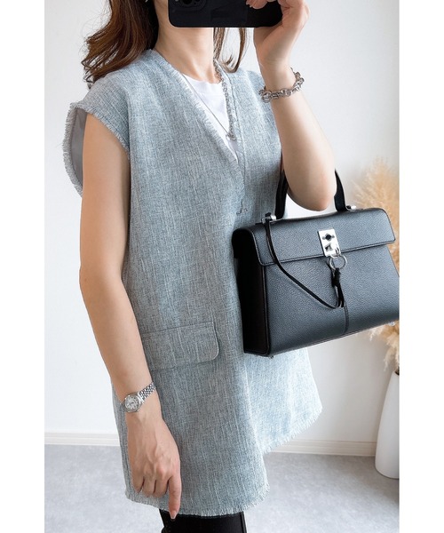 &. NOSTALGIA(アンドドットノスタルジア)の「【ZOZO限定】ライトツイードベスト(ベスト・レディース・ブラック/ブルー・FREE)」の6枚目の写真