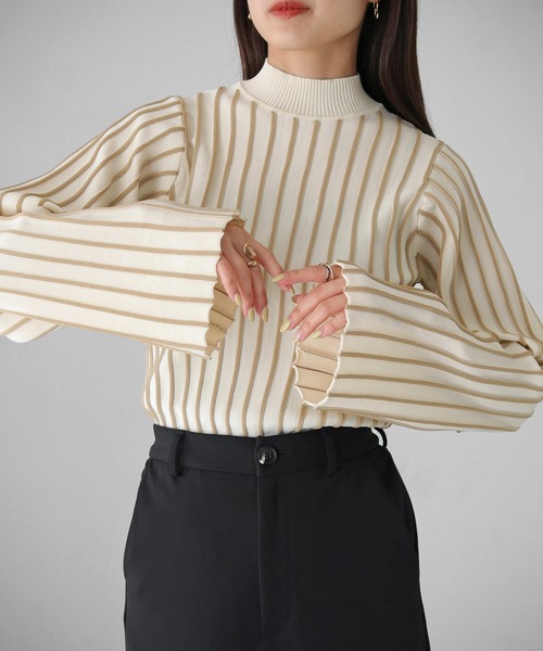 cheriella（シェリエラ）の「【cheriella】ストライプハイネックニット