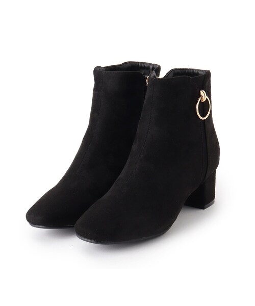 grove（グローブ）の「◆きらりとゆれるメタルリングが上品な印象のショートブーツ【人間工学】（ブーツ・レディース・チャコール/ライトグレー/ブラック/チャコールグレー/ダークブラウン系7/ブラック系7・35/45/30）」の4枚目の写真