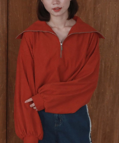 archives（アルシーヴ）の「ハーフジップベロアプルオーバー（Tシャツ/カットソー・レディース・オレンジ/ブルー/アイボリー/ブラック・MEDIUM）」の14枚目の写真