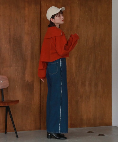 archives（アルシーヴ）の「ハーフジップベロアプルオーバー（Tシャツ/カットソー・レディース・オレンジ/ブルー/アイボリー/ブラック・MEDIUM）」の18枚目の写真