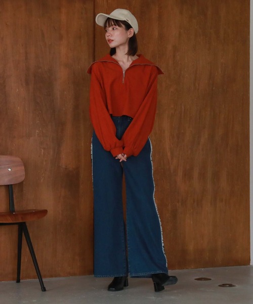 archives（アルシーヴ）の「ハーフジップベロアプルオーバー（Tシャツ/カットソー・レディース・オレンジ/ブルー/アイボリー/ブラック・MEDIUM）」の17枚目の写真