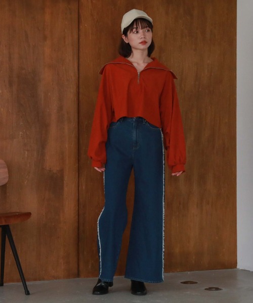 archives（アルシーヴ）の「ハーフジップベロアプルオーバー（Tシャツ/カットソー・レディース・オレンジ/ブルー/アイボリー/ブラック・MEDIUM）」の19枚目の写真