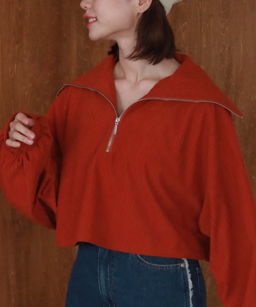 archives（アルシーヴ）の「ハーフジップベロアプルオーバー（Tシャツ/カットソー・レディース・オレンジ/ブルー/アイボリー/ブラック・MEDIUM）」の15枚目の写真