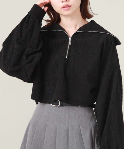 archives（アルシーヴ）の「ハーフジップベロアプルオーバー（Tシャツ/カットソー・レディース・オレンジ/ブルー/アイボリー/ブラック・MEDIUM）」の20枚目の写真