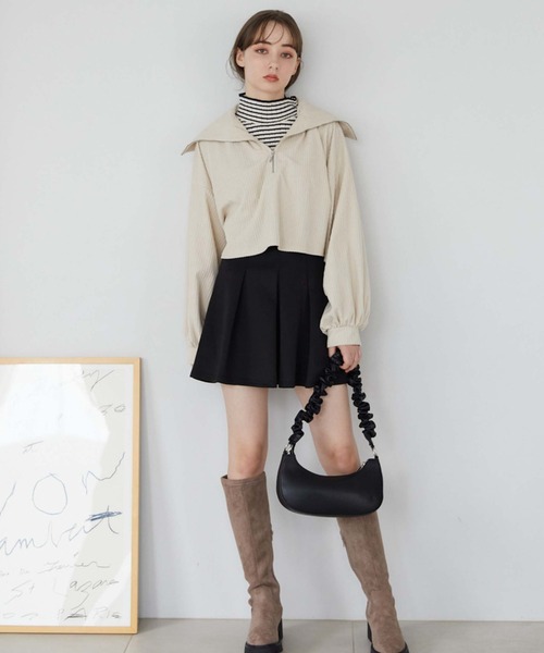 archives（アルシーヴ）の「ハーフジップベロアプルオーバー（Tシャツ/カットソー・レディース・オレンジ/ブルー/アイボリー/ブラック・MEDIUM）」の9枚目の写真