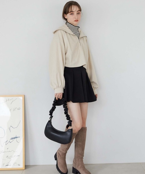 archives（アルシーヴ）の「ハーフジップベロアプルオーバー（Tシャツ/カットソー・レディース・オレンジ/ブルー/アイボリー/ブラック・MEDIUM）」の10枚目の写真