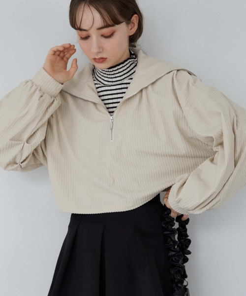 archives（アルシーヴ）の「ハーフジップベロアプルオーバー（Tシャツ/カットソー・レディース・オレンジ/ブルー/アイボリー/ブラック・MEDIUM）」の7枚目の写真