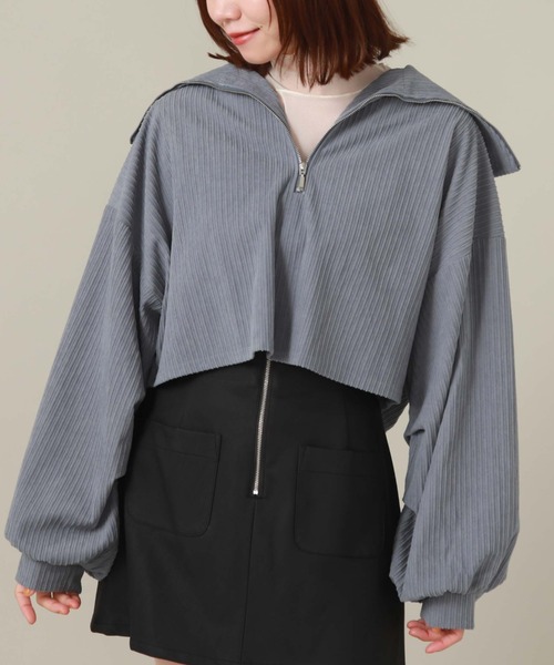 archives（アルシーヴ）の「ハーフジップベロアプルオーバー（Tシャツ/カットソー・レディース・オレンジ/ブルー/アイボリー/ブラック・MEDIUM）」の11枚目の写真