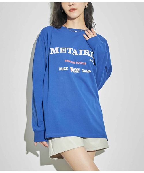 ANAP(アナップ)の「4パターングラフィックロングスリーブTシャツ(Tシャツ/カットソー・レディース・ライトグレー/ブルー/ホワイト/スミクロ・FREE)」の1枚目の写真