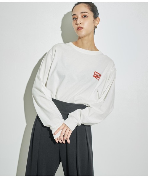ANAP(アナップ)の「4パターングラフィックロングスリーブTシャツ(Tシャツ/カットソー・レディース・ライトグレー/ブルー/ホワイト/スミクロ・FREE)」の7枚目の写真