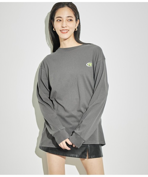 ANAP(アナップ)の「4パターングラフィックロングスリーブTシャツ(Tシャツ/カットソー・レディース・ライトグレー/ブルー/ホワイト/スミクロ・FREE)」の14枚目の写真