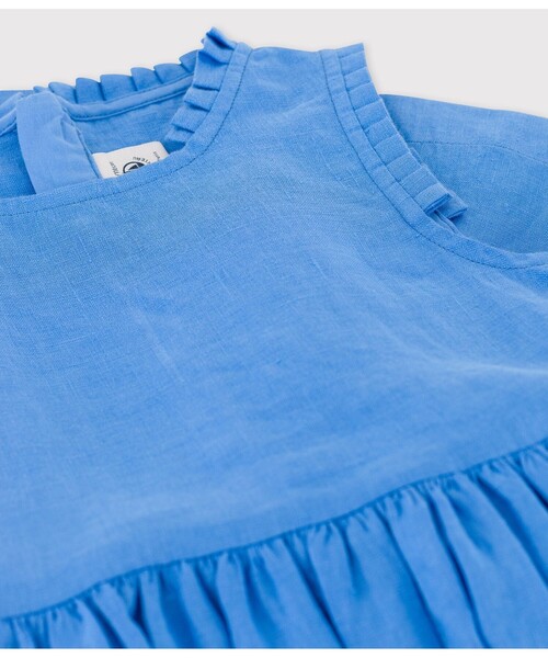 PETIT BATEAU(プチバトー)の「リネンワンピース(ワンピース・キッズ・ブルー・3YEAR/4YEAR/5YEAR)」の2枚目の写真