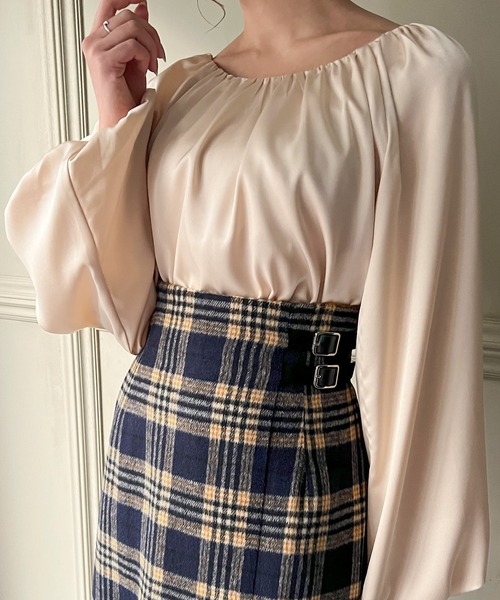 セール】ハイウエストラップ風チェックスカート（スカート）｜JUNOAH