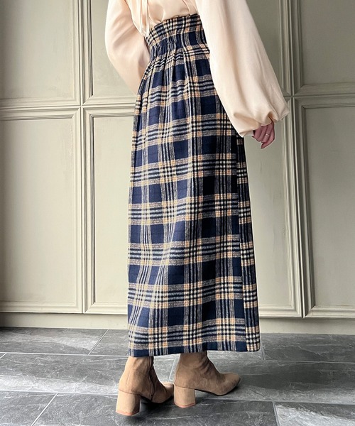 junoah(ジュノア)の「ハイウエストラップ風チェックスカート(スカート・レディース・グリーン/ネイビー/ブラック・MEDIUM/LARGE/X-LARGE)」の10枚目の写真