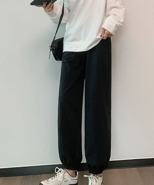 dream in the cradle（ドリームインザクレイドル）の「プレーンスウェットパンツ（スウェットパンツ・レディース・ブラック/ライトグレー・FREE）」の4枚目の写真