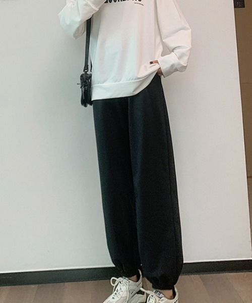 dream in the cradle（ドリームインザクレイドル）の「プレーンスウェットパンツ（スウェットパンツ・レディース・ブラック/ライトグレー・FREE）」の5枚目の写真