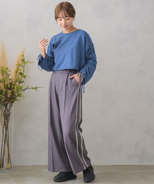 RETRO GIRL（レトロガール）の「サイドラインワイドPT（その他パンツ・レディース・ライトグレー/ナチュラル/ブラック・FREE）」の5枚目の写真