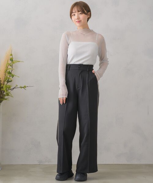 RETRO GIRL（レトロガール）の「サイドラインワイドPT（その他パンツ・レディース・ライトグレー/ナチュラル/ブラック・FREE）」の19枚目の写真