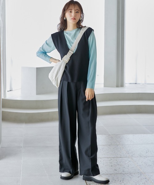 miclat（ミクラ）の「大きいサイズ　バッククロスニットベスト　miclat（ベスト・レディース・キャメル/ブラック・3L～4L/L～LL）」の20枚目の写真