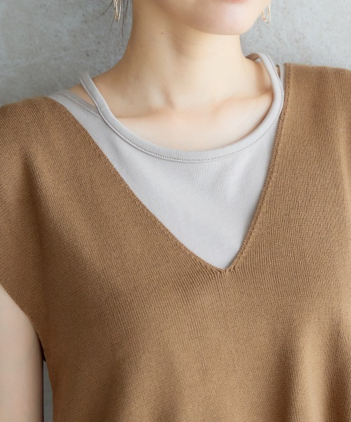 miclat（ミクラ）の「大きいサイズ　バッククロスニットベスト　miclat（ベスト・レディース・キャメル/ブラック・3L～4L/L～LL）」の16枚目の写真