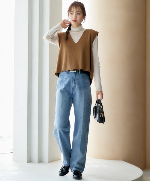 miclat（ミクラ）の「大きいサイズ　バッククロスニットベスト　miclat（ベスト・レディース・キャメル/ブラック・3L～4L/L～LL）」の12枚目の写真