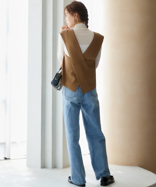 miclat（ミクラ）の「大きいサイズ　バッククロスニットベスト　miclat（ベスト・レディース・キャメル/ブラック・3L～4L/L～LL）」の14枚目の写真