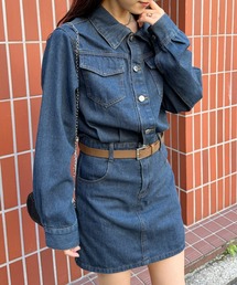 CLEA | 【ベルト付き】ショート丈デニムワンピース(ワンピース)