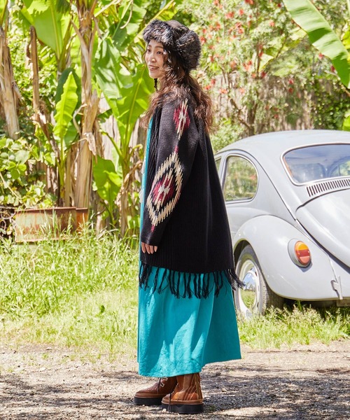 チャイハネ（チャイハネ）の「【チャイハネ】テアネフリンジニットカーディガン（カーディガン/ボレロ・レディース・ブラック/ベージュ/グリーン・FREE）」の6枚目の写真