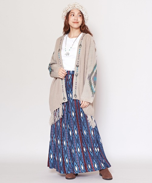 チャイハネ（チャイハネ）の「【チャイハネ】テアネフリンジニットカーディガン（カーディガン/ボレロ・レディース・ブラック/ベージュ/グリーン・FREE）」の8枚目の写真