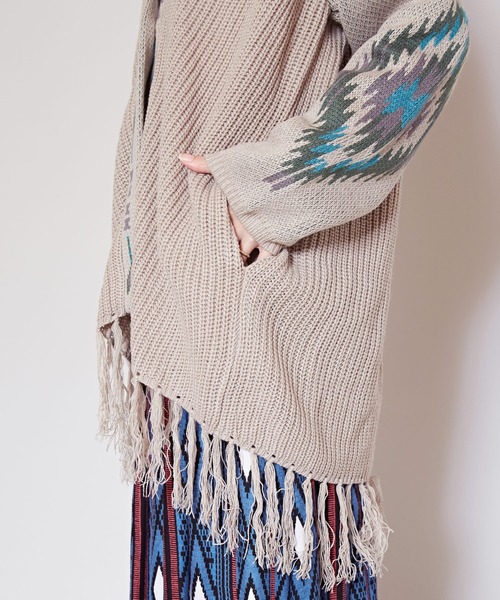 チャイハネ（チャイハネ）の「【チャイハネ】テアネフリンジニットカーディガン（カーディガン/ボレロ・レディース・ブラック/ベージュ/グリーン・FREE）」の14枚目の写真